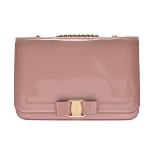 Salvatore Ferragamo Vara chain shoulder bag pink beige